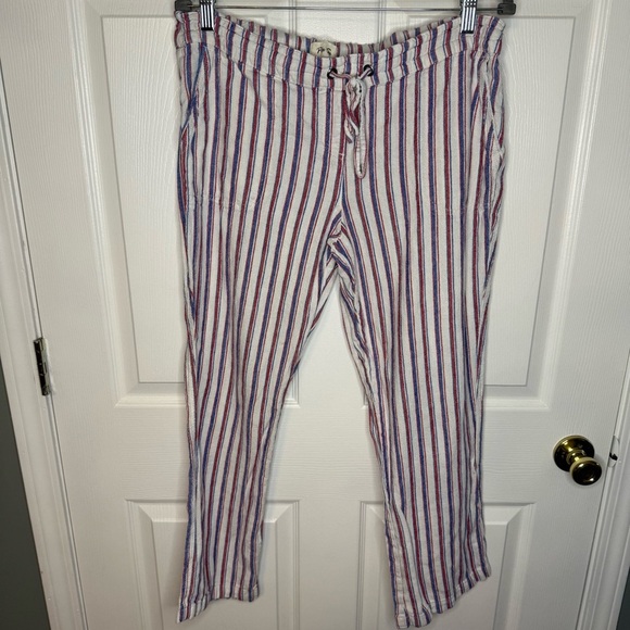 Per Se Red, White and Blue Straight Leg Pants Linen Blend Size Large GUC - Picture 1 of 6